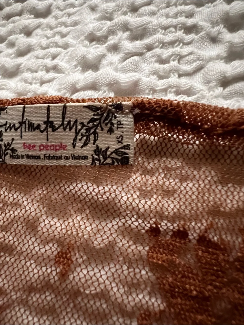 Free People Rust Floral Sheer Button-Front Top